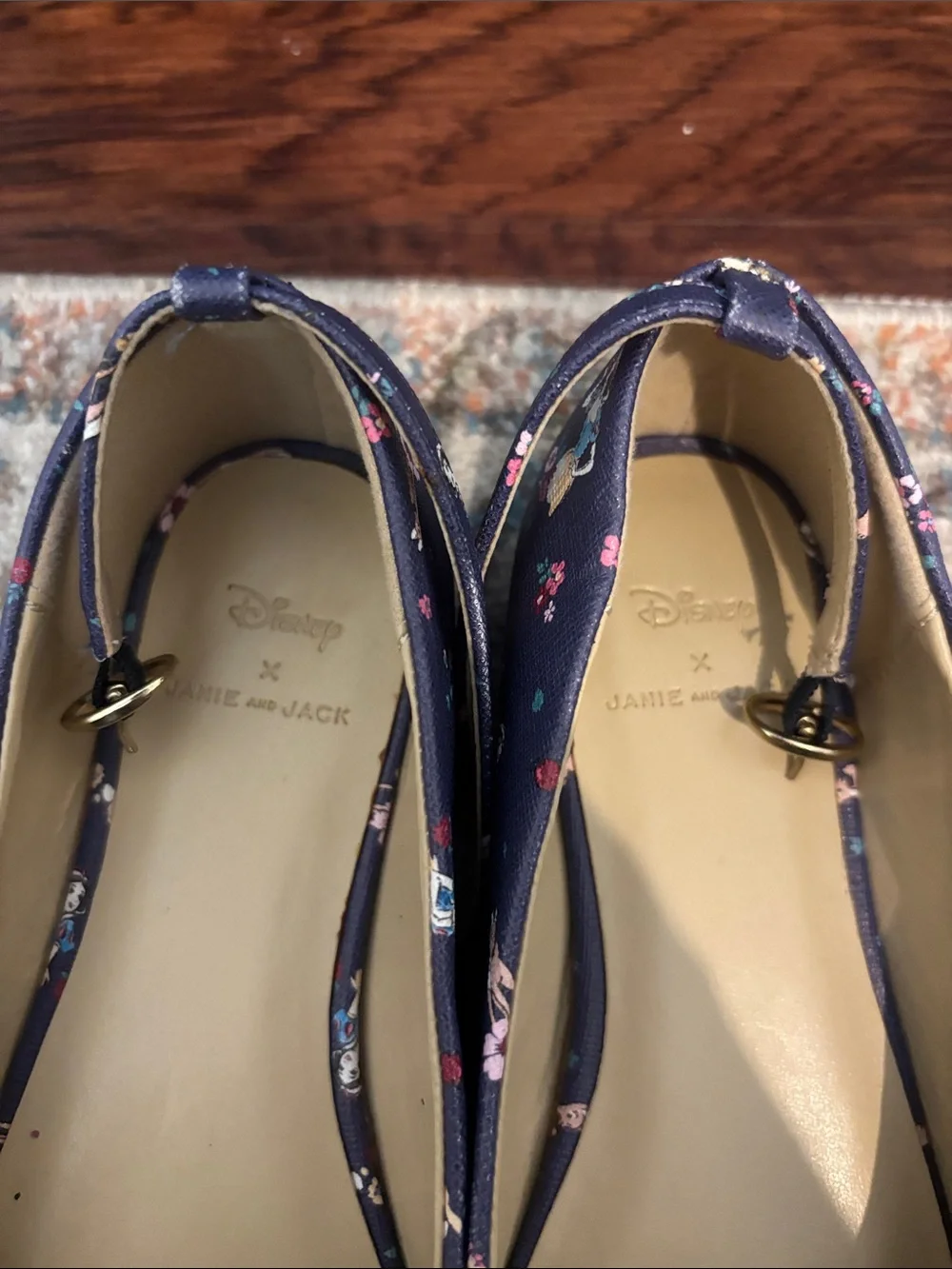 Janie and Jack Navy Floral Bow Girls Ballet Flats